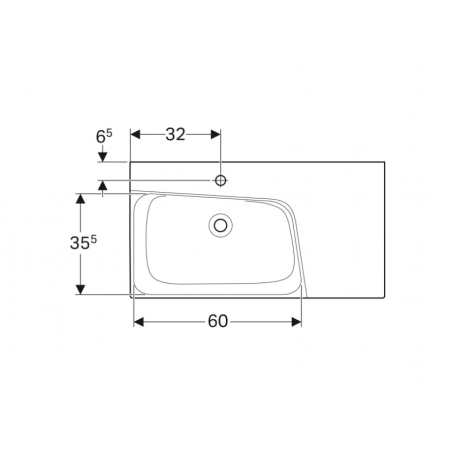 Geberit Xeno², Lavabo asimmetrico a destra 90 cm