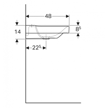Geberit Xeno², Lavabo asimmetrico a destra 90 cm