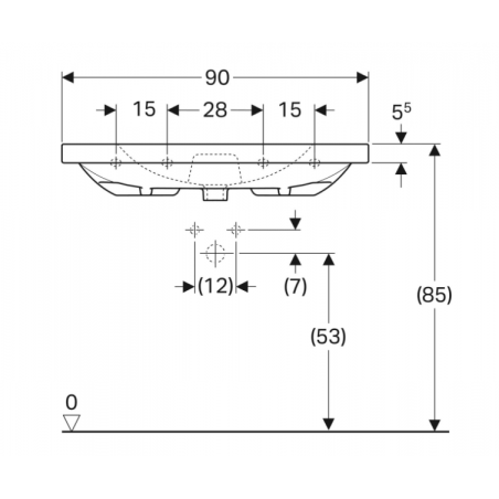 Geberit Acanto, Lavabo 90 cm senza foro