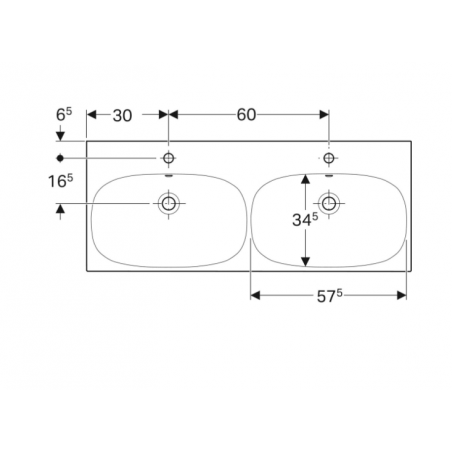 Geberit Acanto, Double washbasin 120 cm
