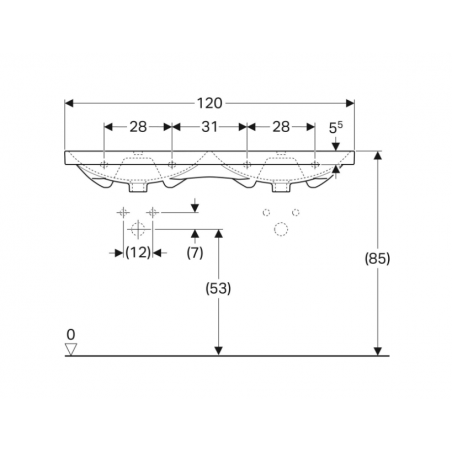 Geberit Acanto, Double washbasin 120 cm