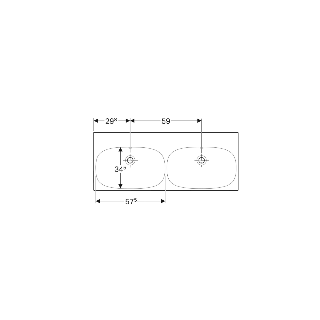 Geberit Acanto, Double washbasin cm 120 without hole