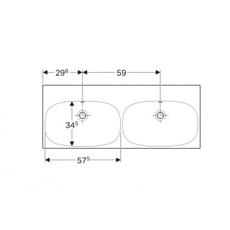 Geberit Acanto, Double washbasin cm 120 without hole