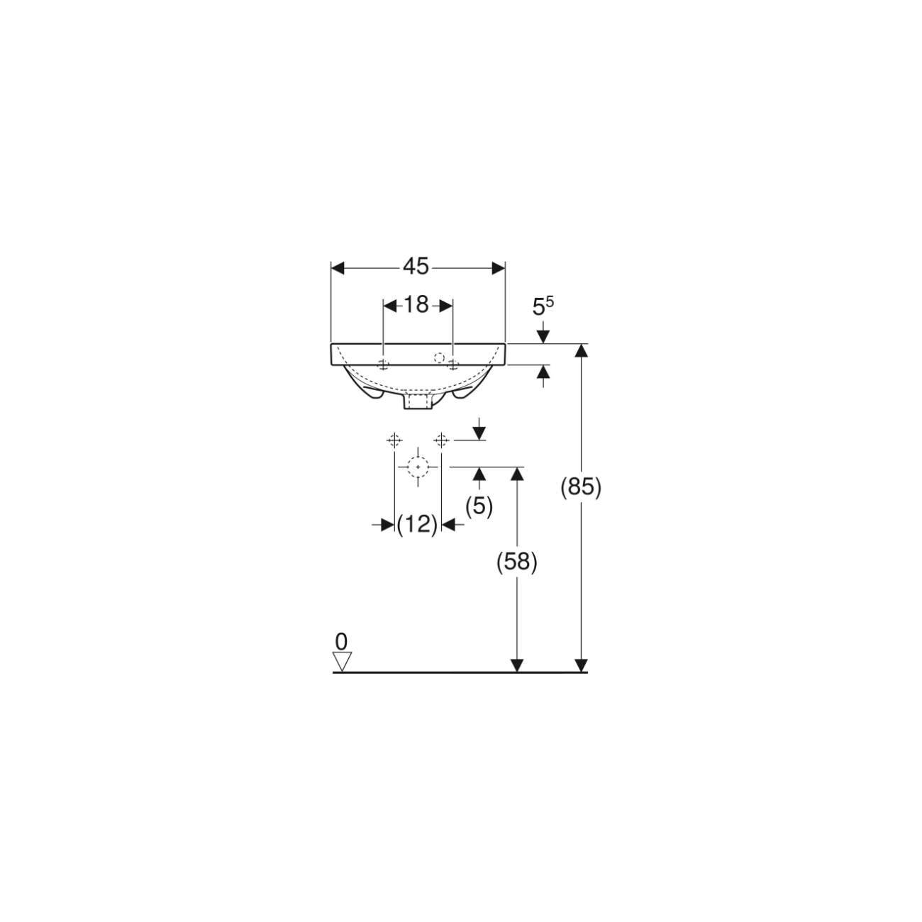 Geberit Acanto, Hand wash cm 45