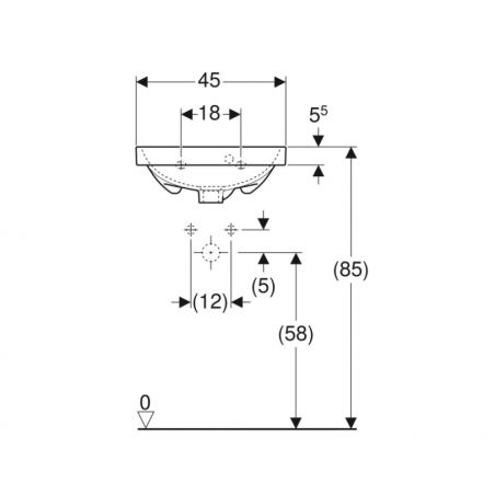 Geberit Acanto, Lave-mains 45 cm