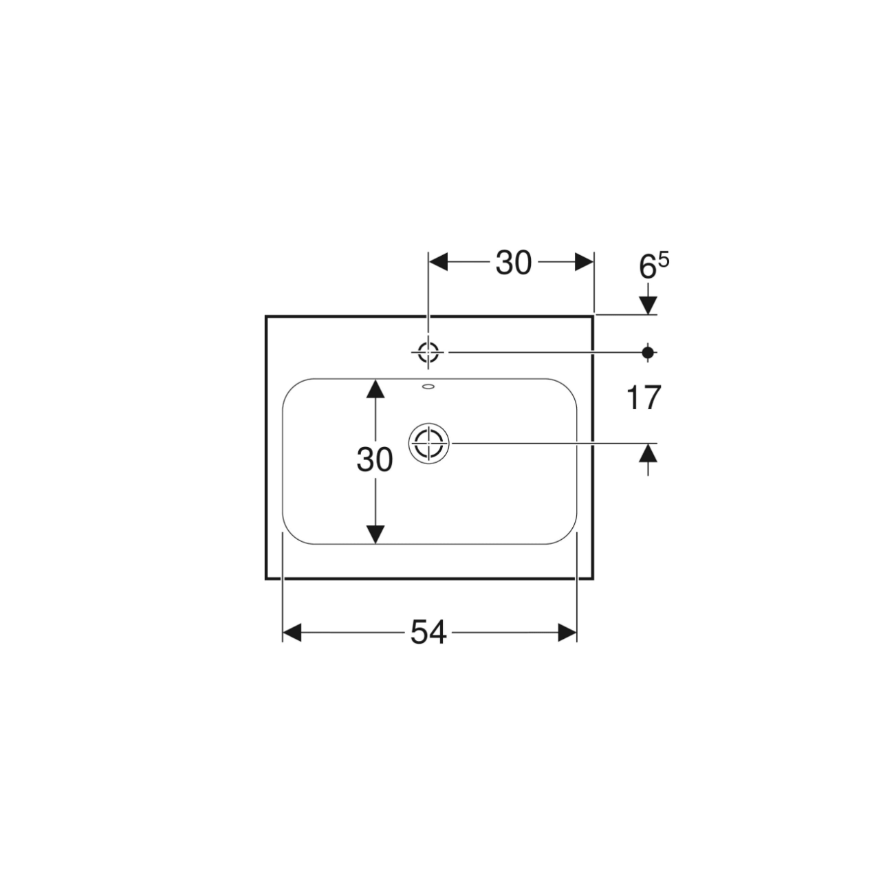 Geberit iCon, évier avec trou central