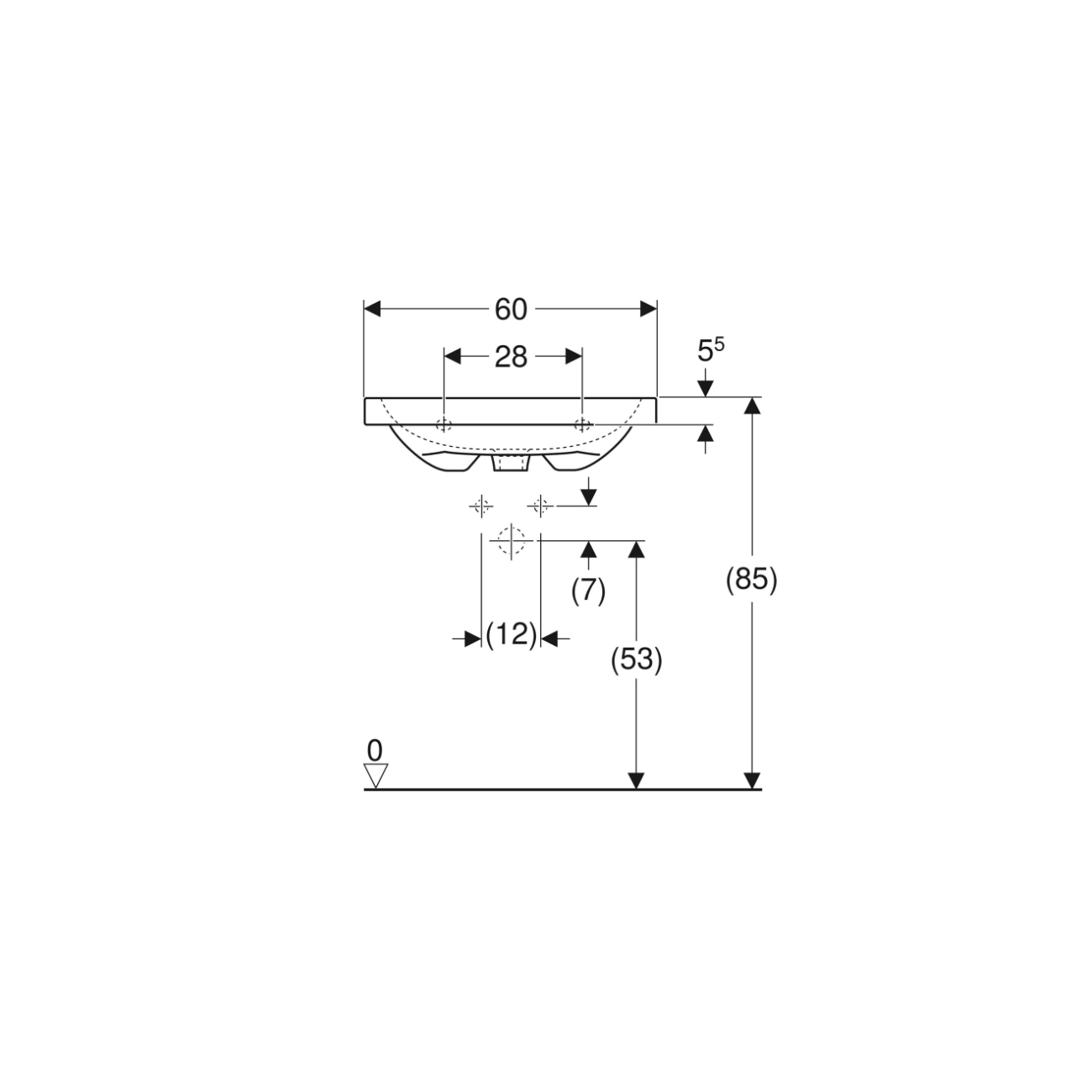 Geberit iCon, évier avec trou central