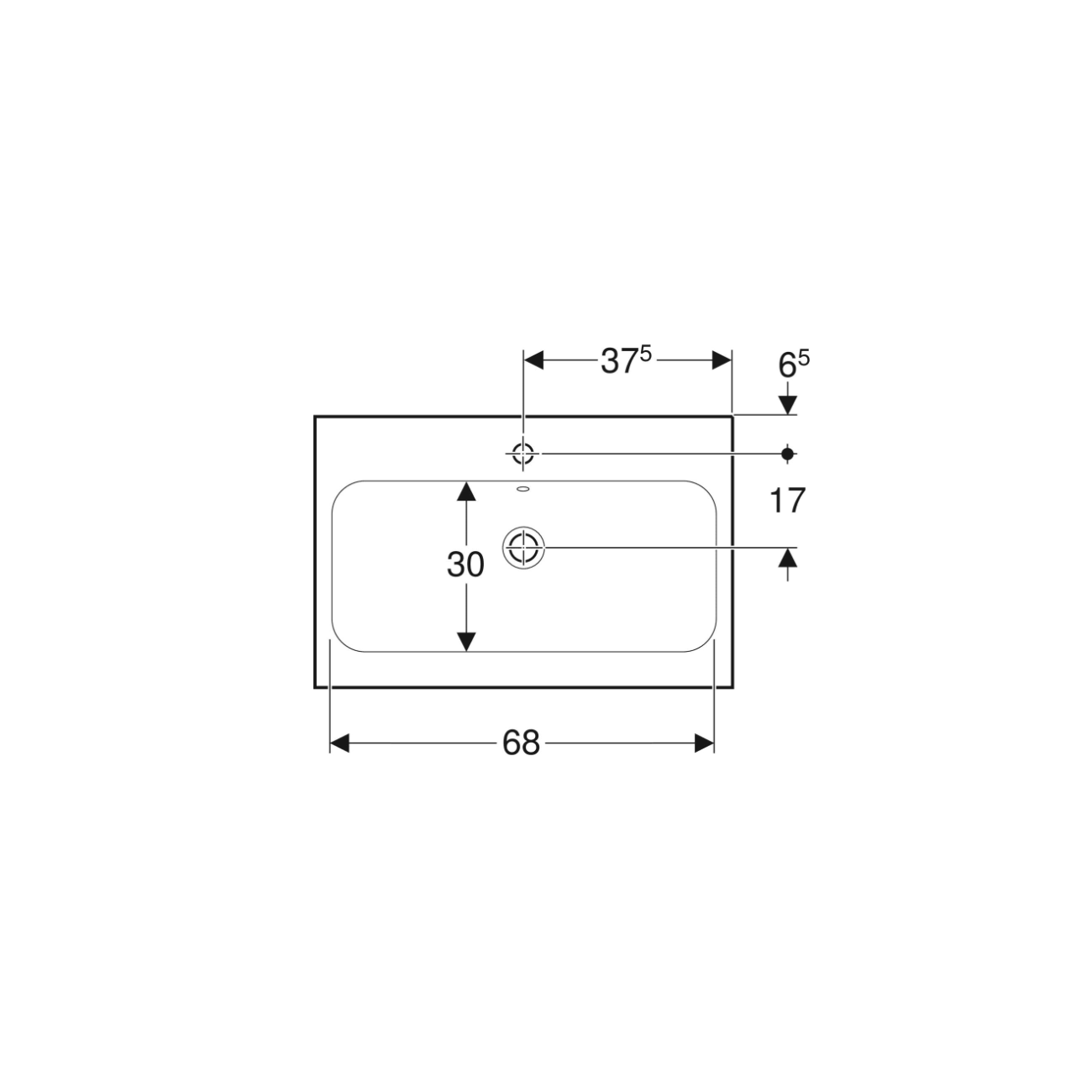 Geberit iCon, évier avec trou central
