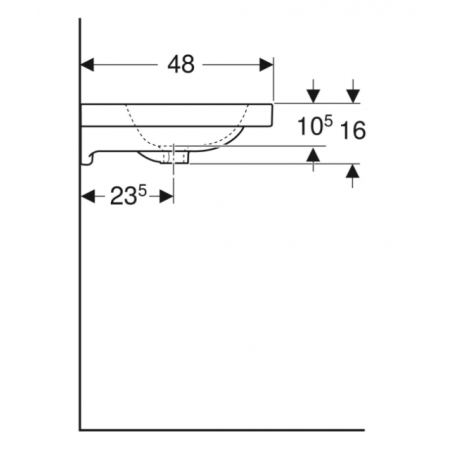Geberit iCon, évier avec trou central