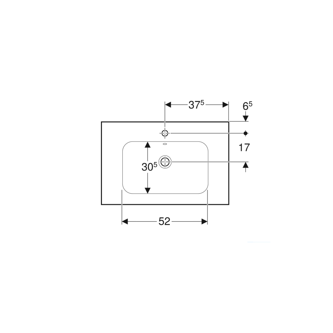 Geberit iCon, Washbasin with shelf and central hole