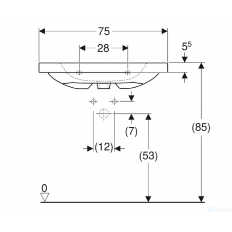 Geberit iCon, Lavabo con ripiano e foro centrale