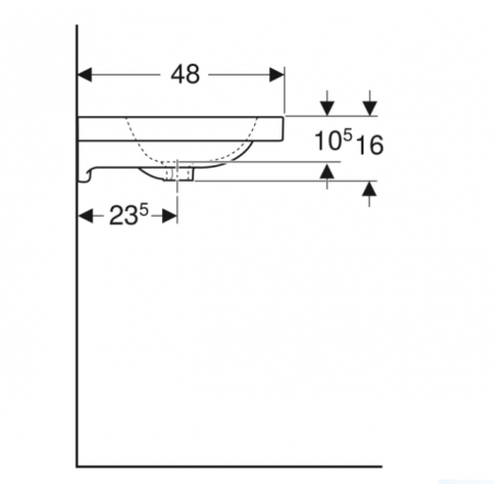 Geberit iCon, Lavabo con ripiano e foro centrale