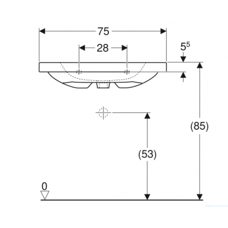 Geberit iCon, Lavabo con ripiano senza foro