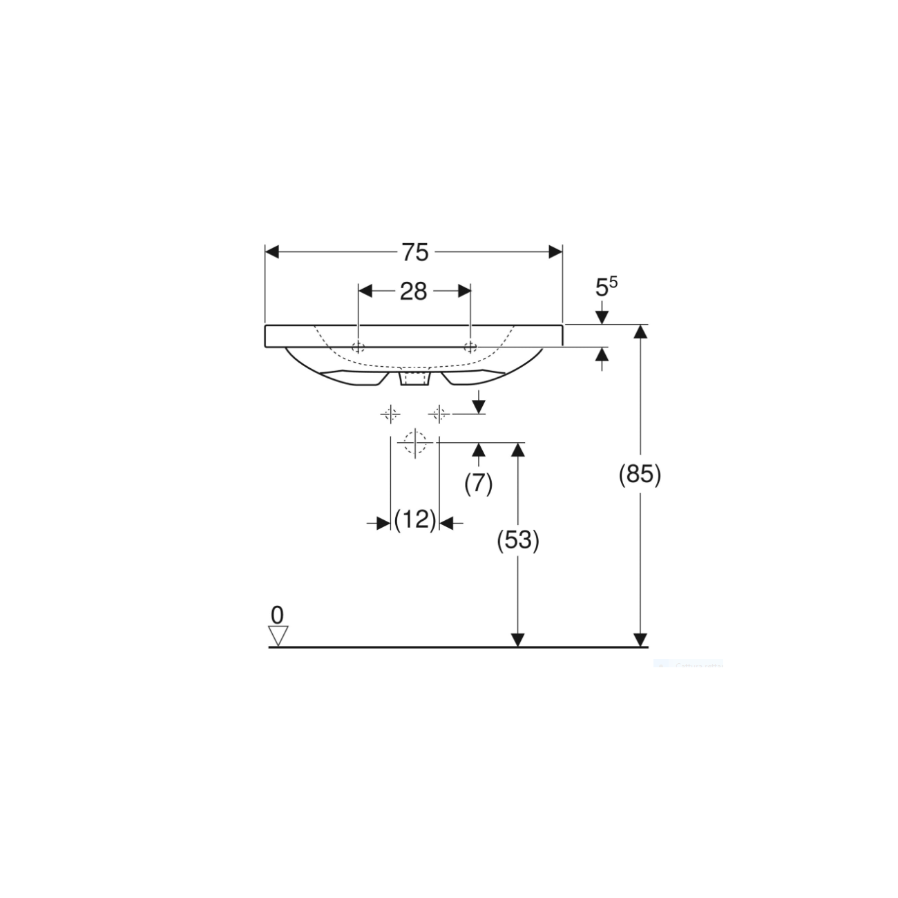 Geberit iCon light, Washbasin with central hole