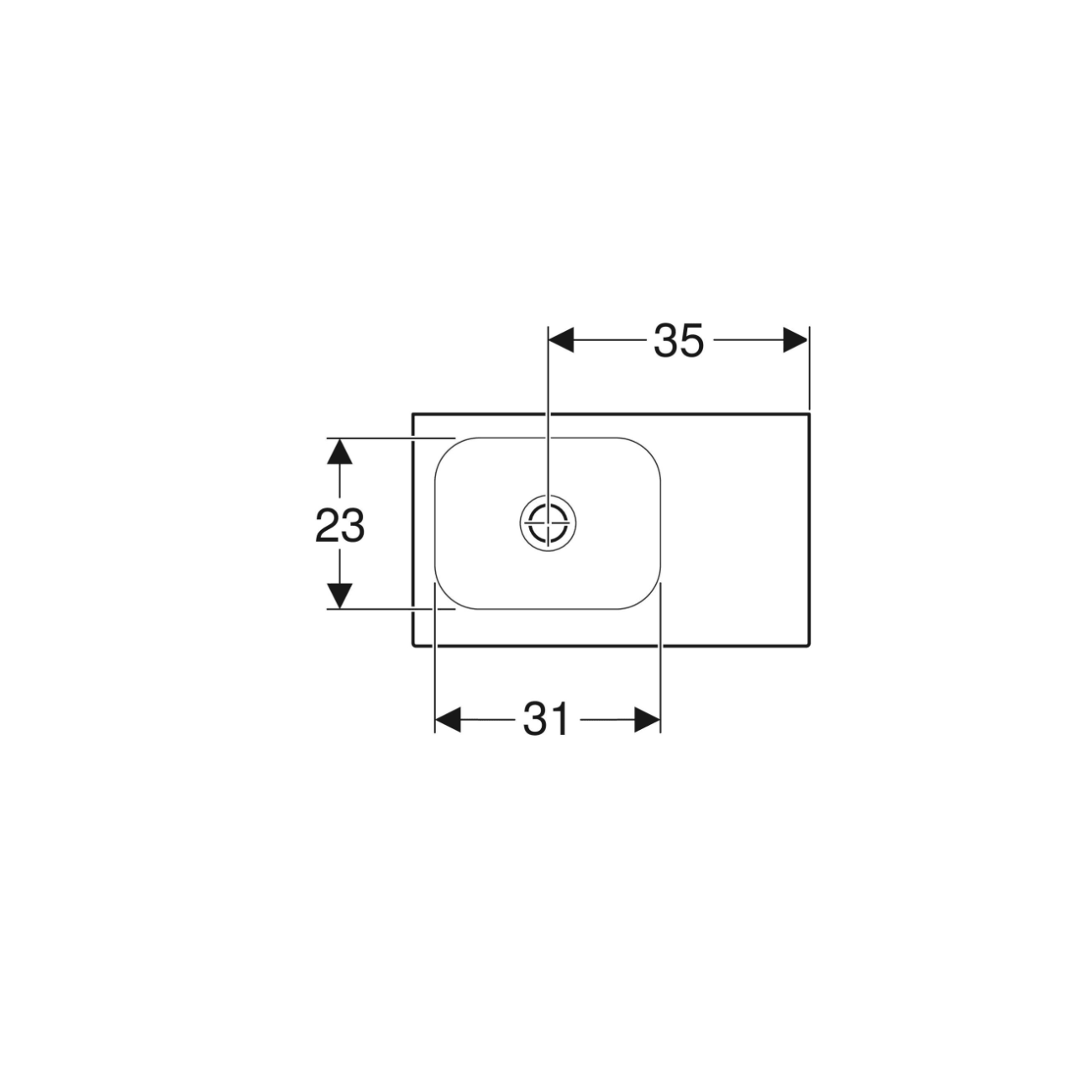 Geberit iCon, Lave-mains avec étagère asymétrique à droite 53 cm SFR