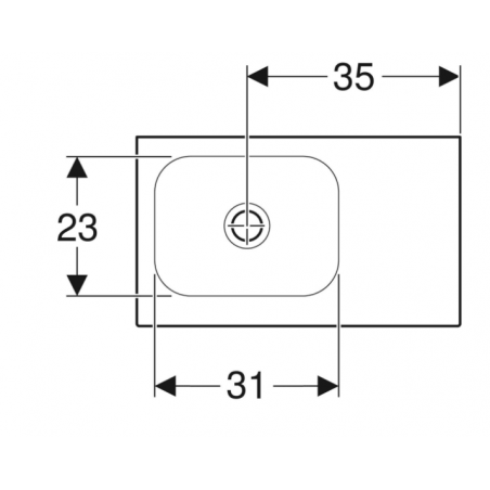 Geberit iCon, Hand wash with asymmetric shelf on the right 53 cm SFR
