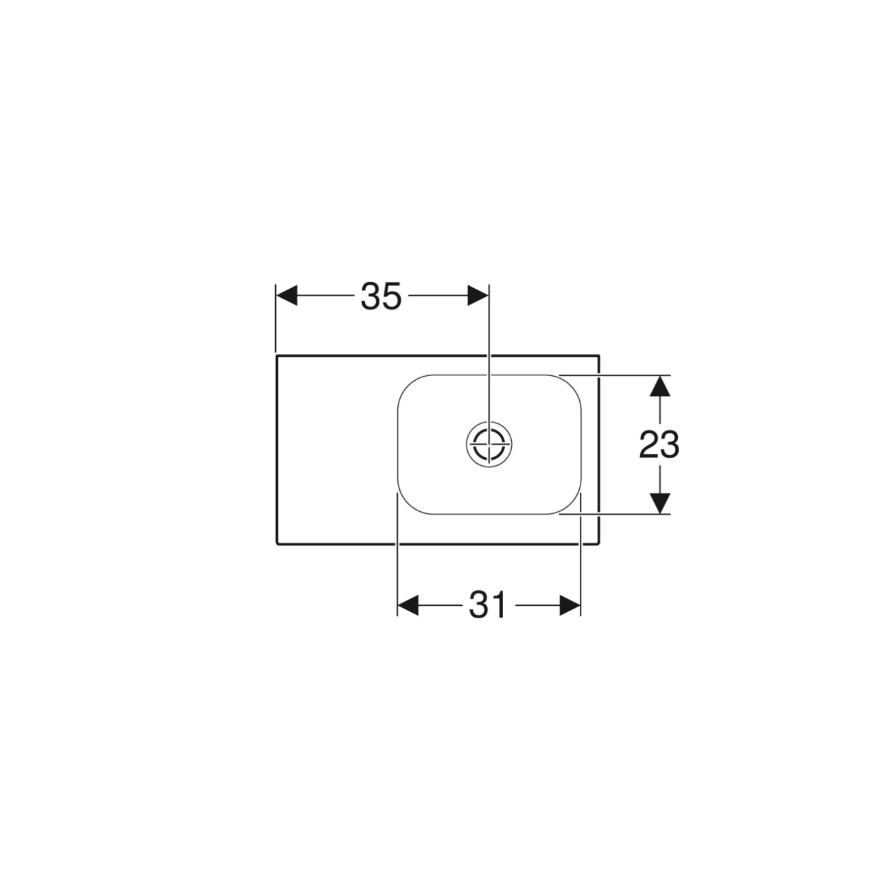 Geberit iCon, Lave-mains avec étagères 53 cm asymétrique à gauche SFR