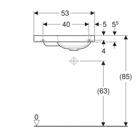 Geberit iCon, Lavamani con ripiani 53 cm asimmetrico a sinistra SFR