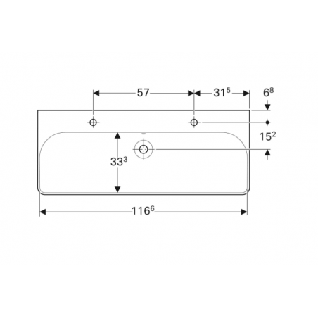 Geberit Smyle, Rectangular washbasin 120 cm with 2 holes