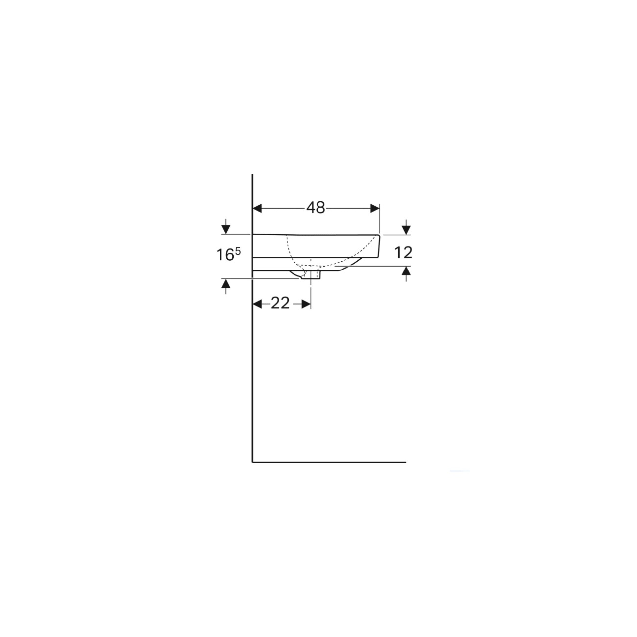 Geberit Smyle, Evier rectangulaire 120 cm avec 2 trous