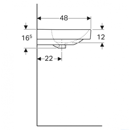 Geberit Smyle, Lavabo rettangolare 120 cm con 2 fori