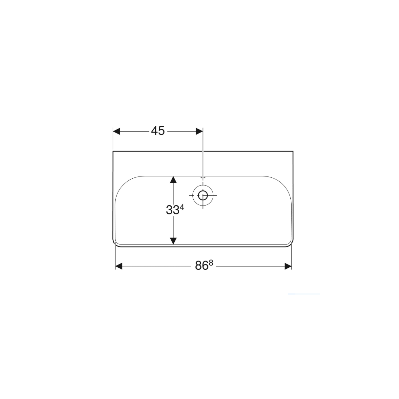Geberit Smyle cm 90, Evier rectangulaire sans trou de robinetterie