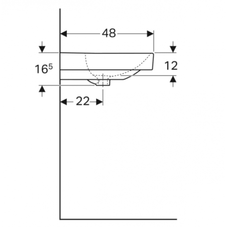 Geberit Smyle cm 90, Evier rectangulaire sans trou de robinetterie
