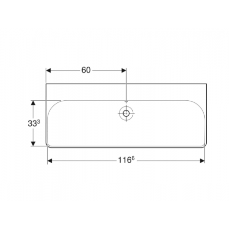 Geberit Smyle, Lavabo rettangolare 120 cm senza foro