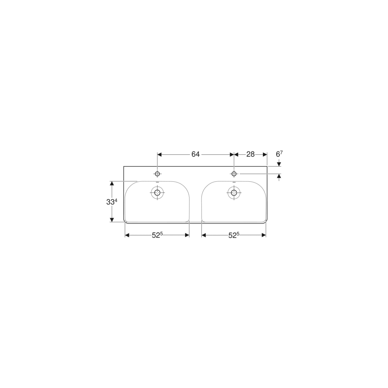 Geberit Smyle, Double rectangular washbasin cm 120