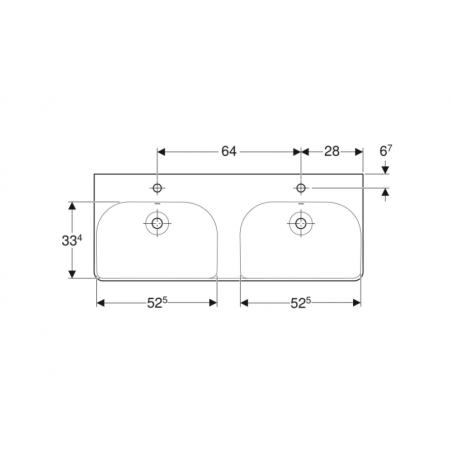 Geberit Smyle, Double rectangular washbasin cm 120