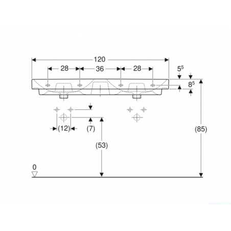 Geberit Smyle, Double rectangular washbasin cm 120