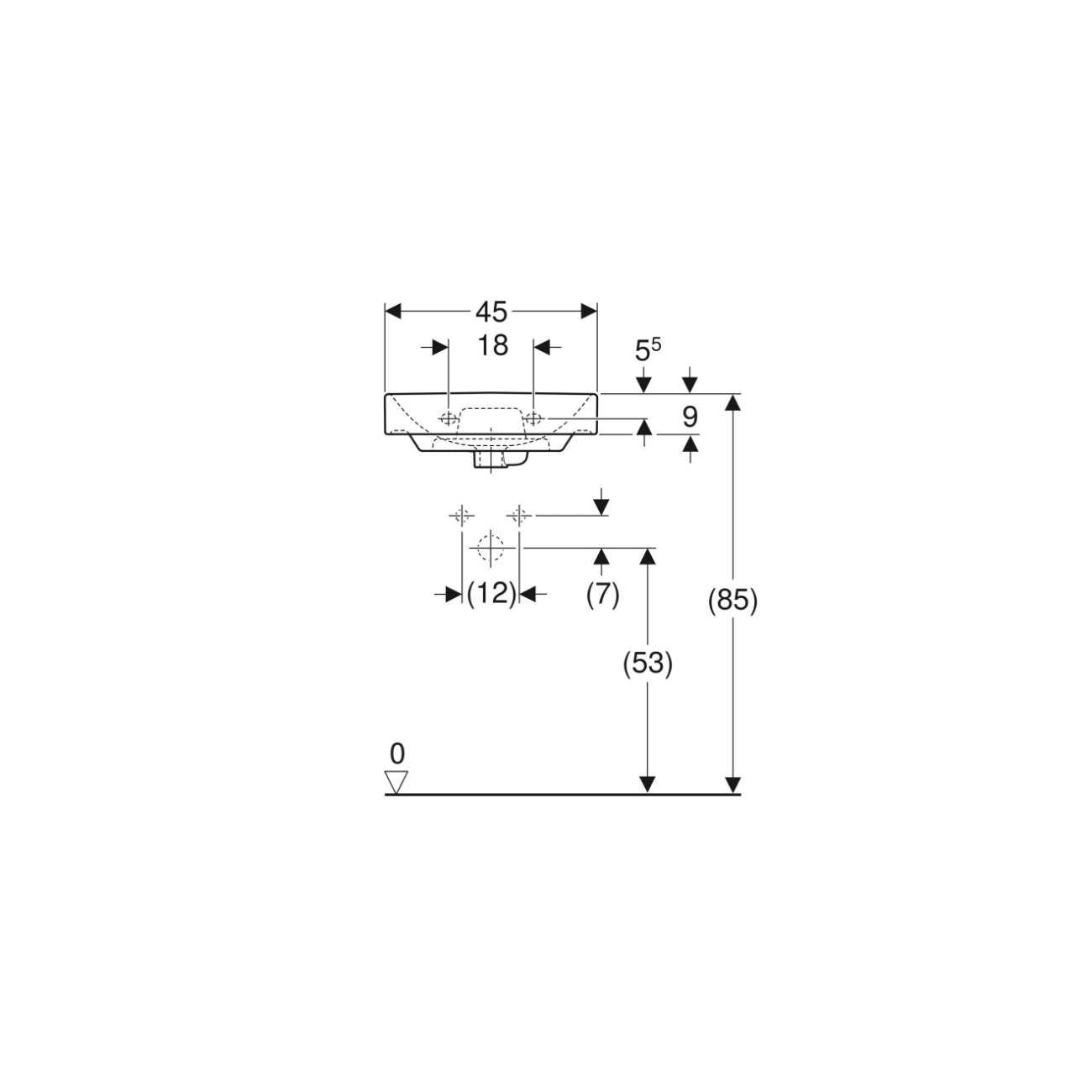 Geberit Smyle, Lave-mains cm 45