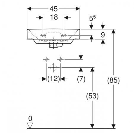 Geberit Smyle, Lave-mains cm 45