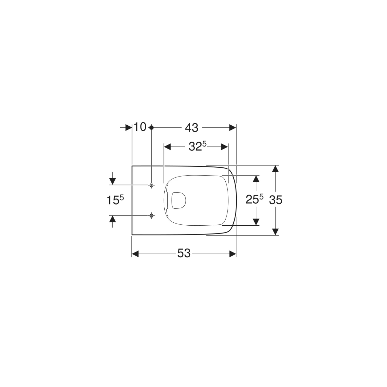 Geberit Selnova Square, Wall-mounted toilet