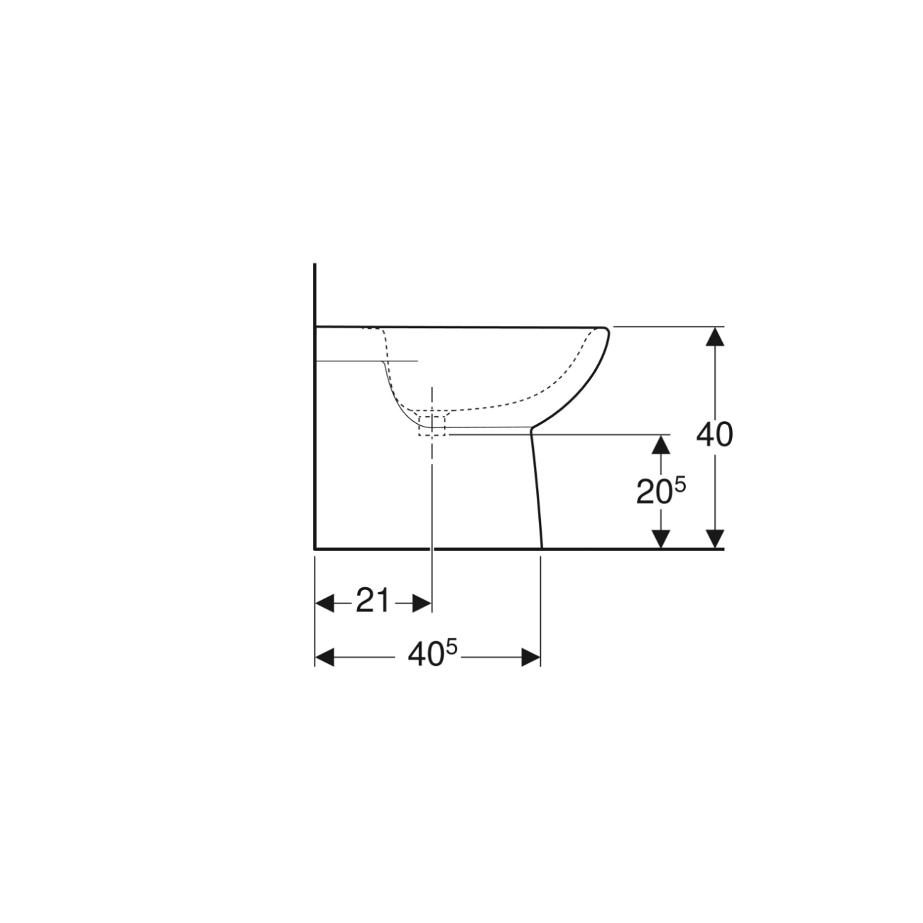 Geberit Selnova, Floor bidet flush with wall