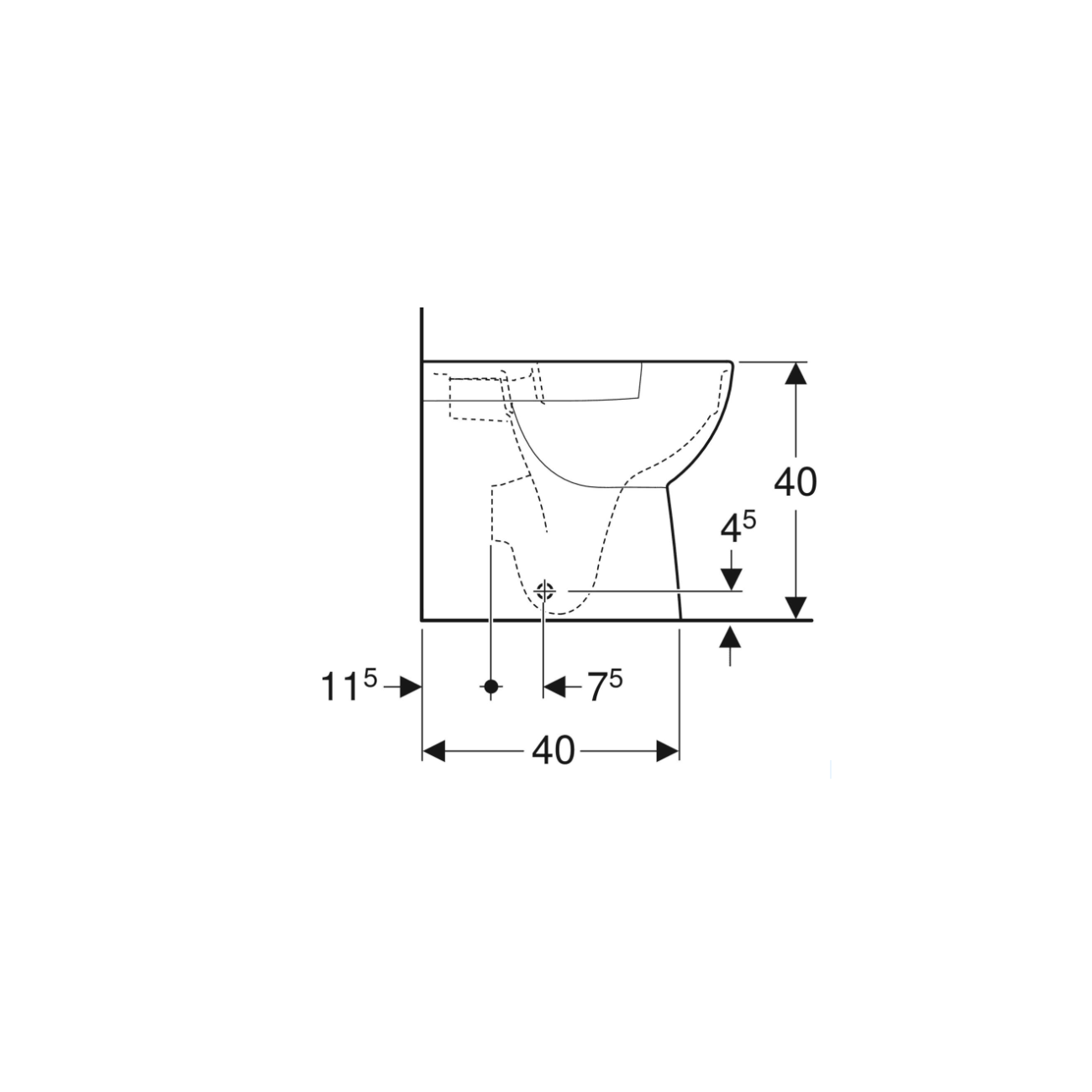 Geberit Selnova Compact, Vase au sol fil mur