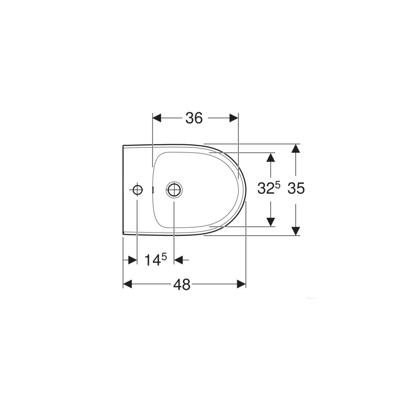 Geberit Selnova Compact, Bidet au sol en fil de mur