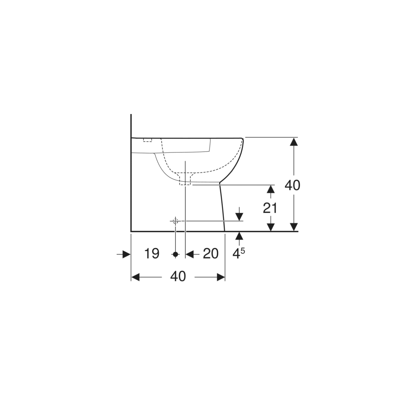 Geberit Selnova Compact, Bidet au sol en fil de mur