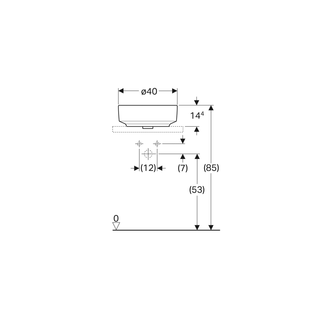 Geberit Variform Lay On, Lavabo da appoggio rotondo Senza foro