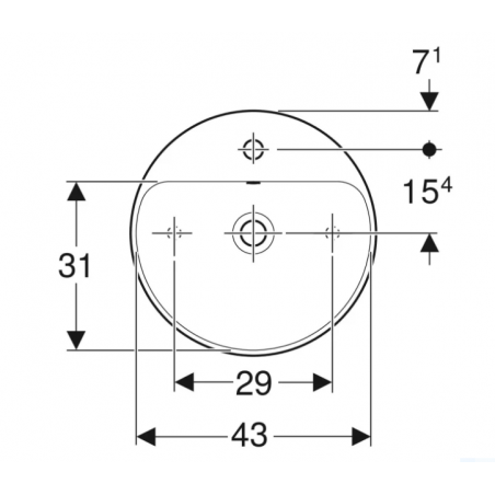 Geberit Variform Lay On, Round washbasin with hole