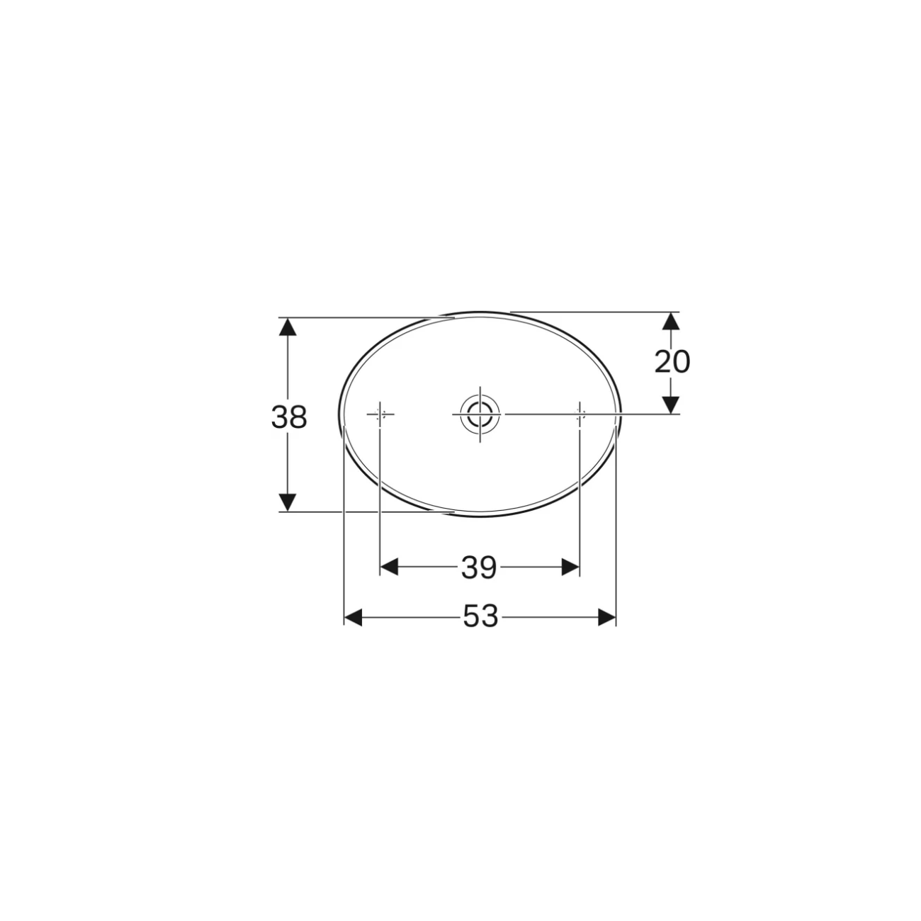 Geberit Variform Lay On, Evier à poser ovale sans trou 55x40