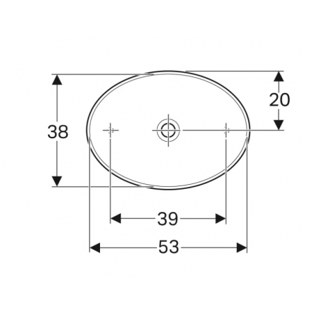 Geberit Variform Lay On, Evier à poser ovale sans trou 55x40