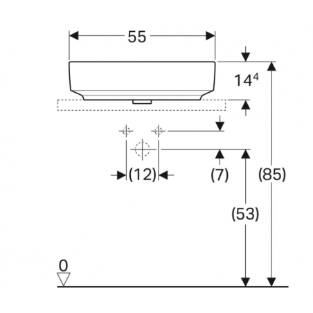 Geberit Variform Lay On, Evier à poser ovale sans trou 55x40
