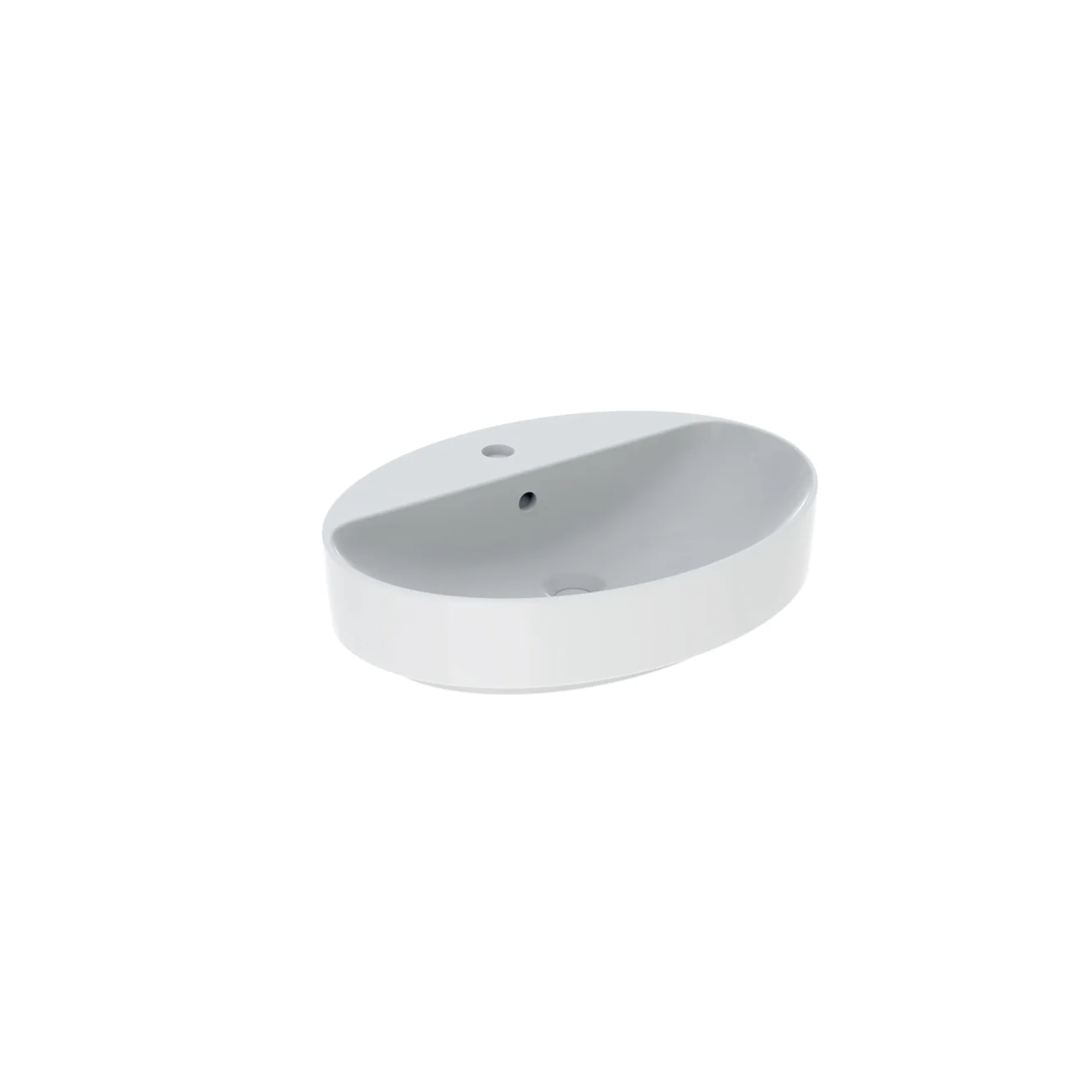 Geberit Variform Lay On, Oval countertop basin with hole 60x45