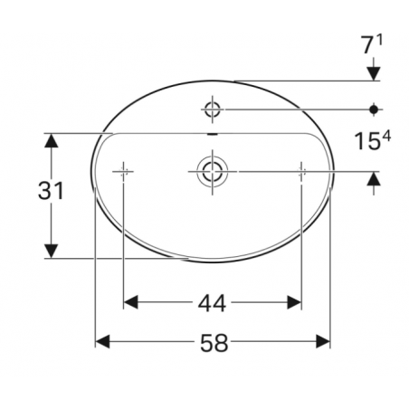 Geberit Variform Lay On, Evier à poser ovale avec trou 60x45