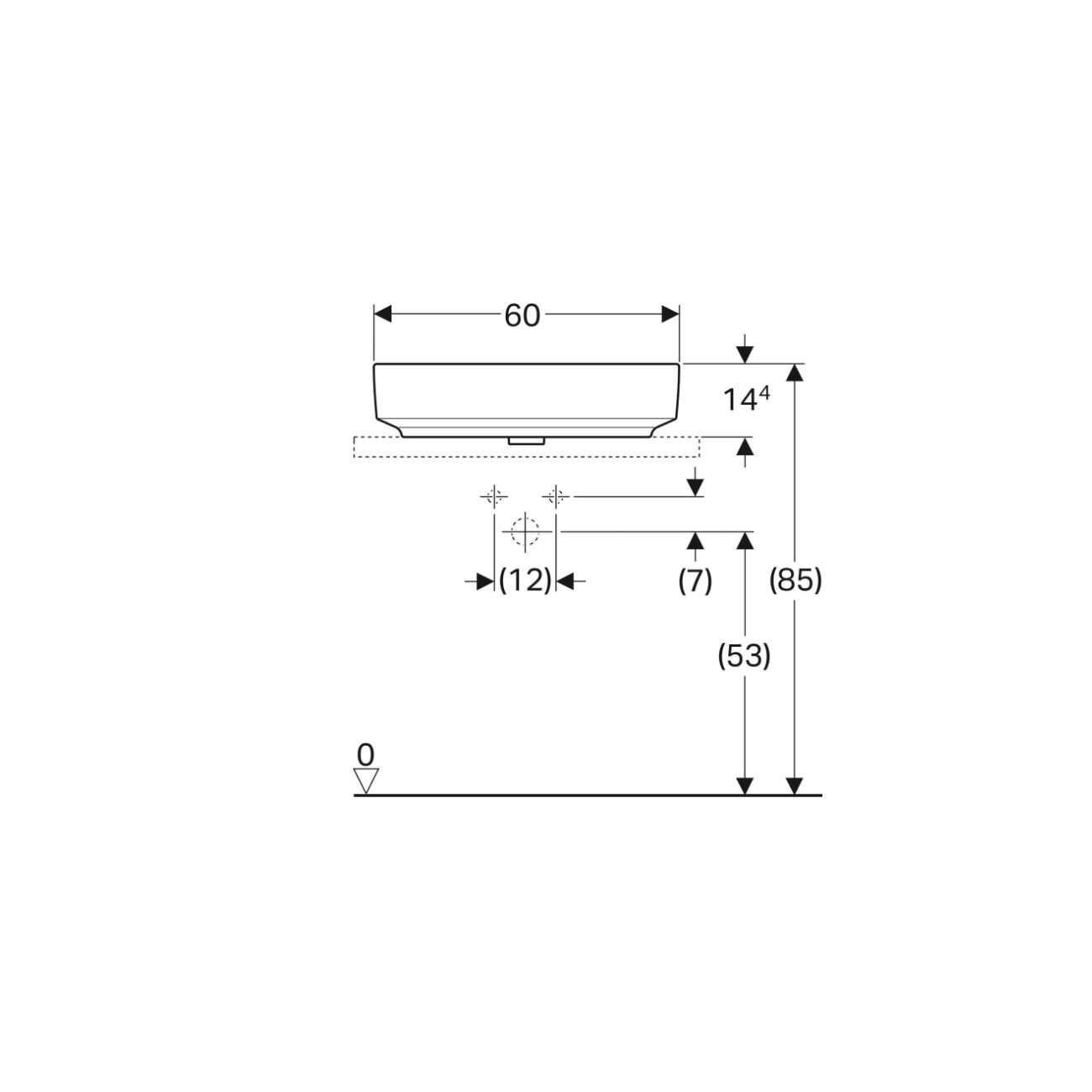 Geberit Variform Lay On, Lavabo ad appoggio ovale con foro 60x45
