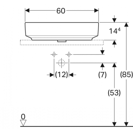 Geberit Variform Lay On, Lavabo ad appoggio ovale con foro 60x45