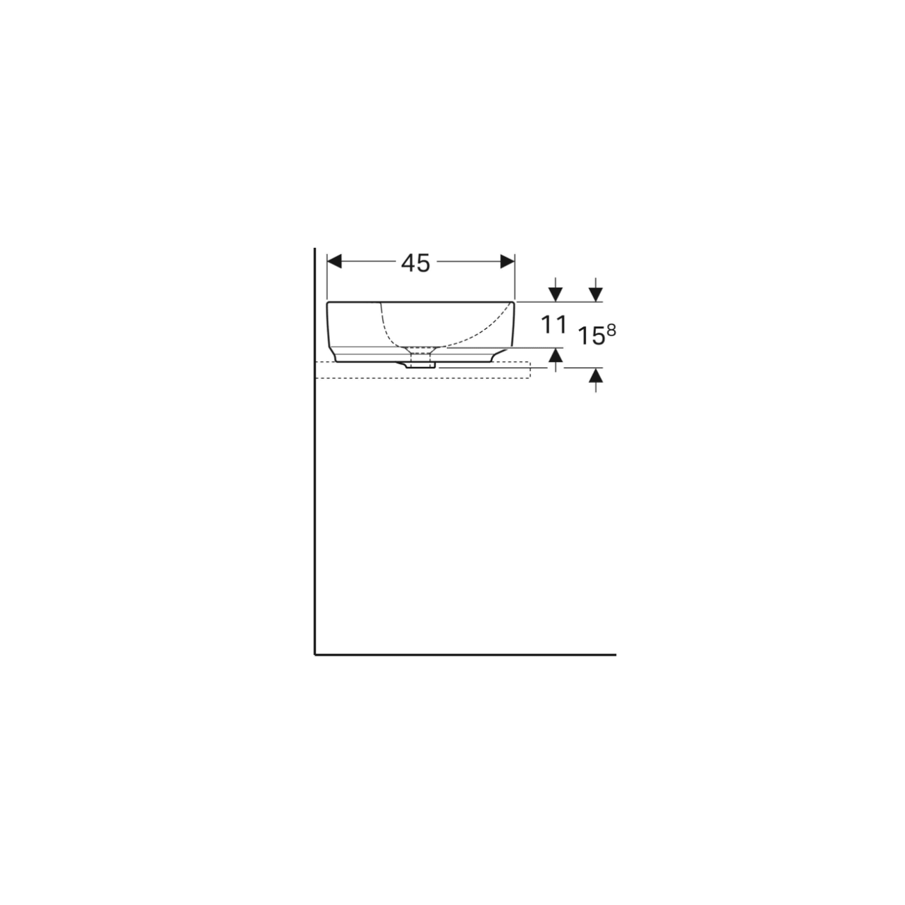 Geberit Variform Lay On, Lavabo ad appoggio ovale con foro 60x45