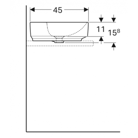 Geberit Variform Lay On, Lavabo ad appoggio ovale con foro 60x45
