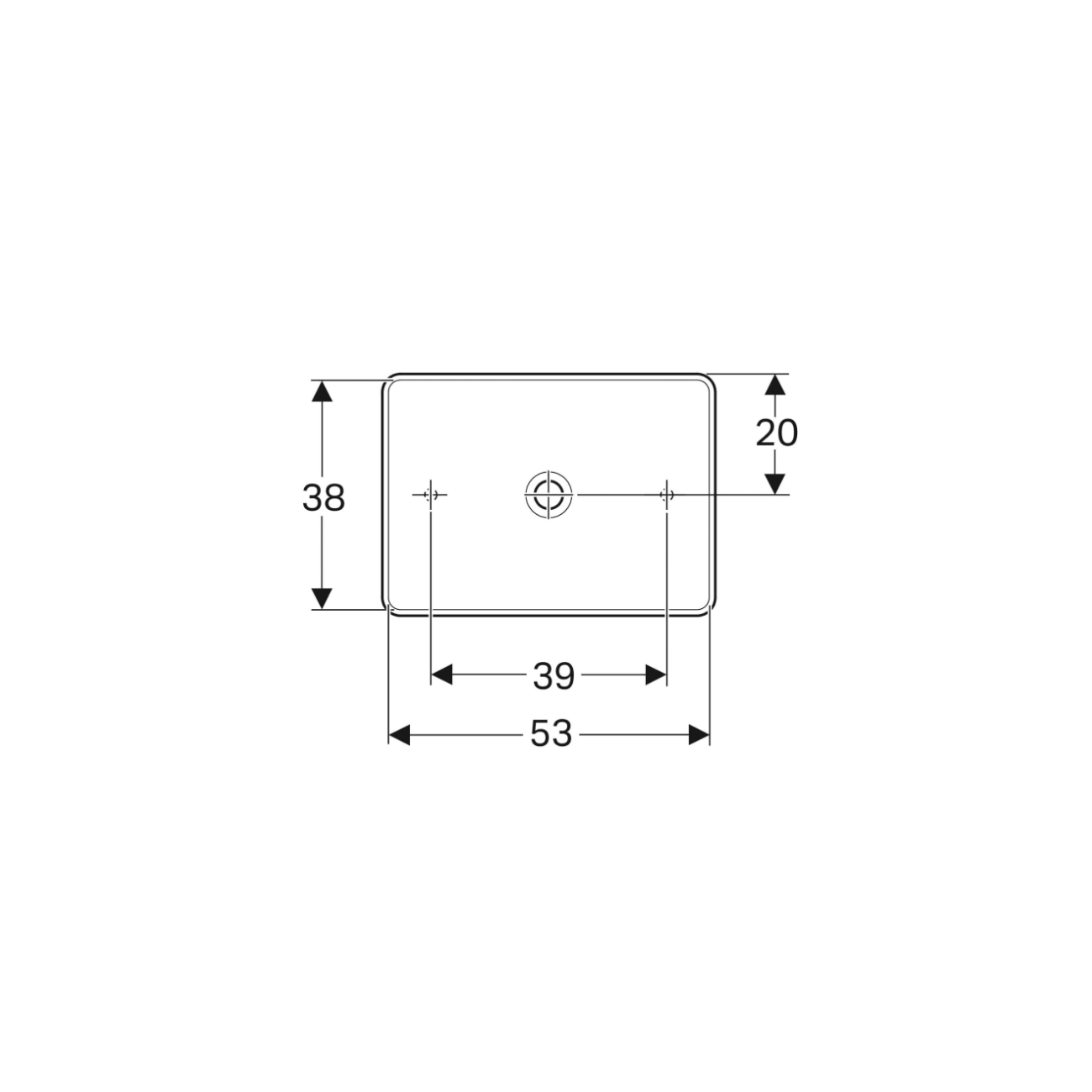 Geberit Variform Lay On, Rectangular basin without hole 55x40